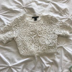 Forever21 white lace crop top